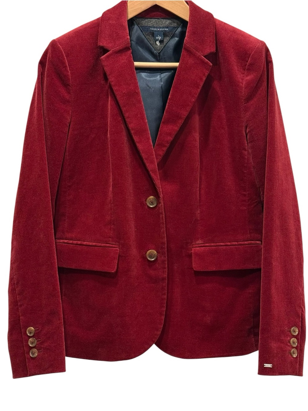 Tommy Hilfiger Burgundy Velvet Corduroy Blazer 6 Heritage Old Money Fall